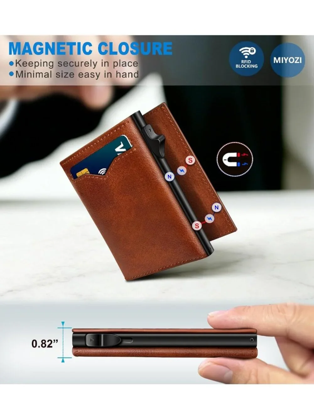 Slim RFID Blocking Wallet for Men, Cash Pocket, 2 ID Windows, 9-13 Cards, Gift